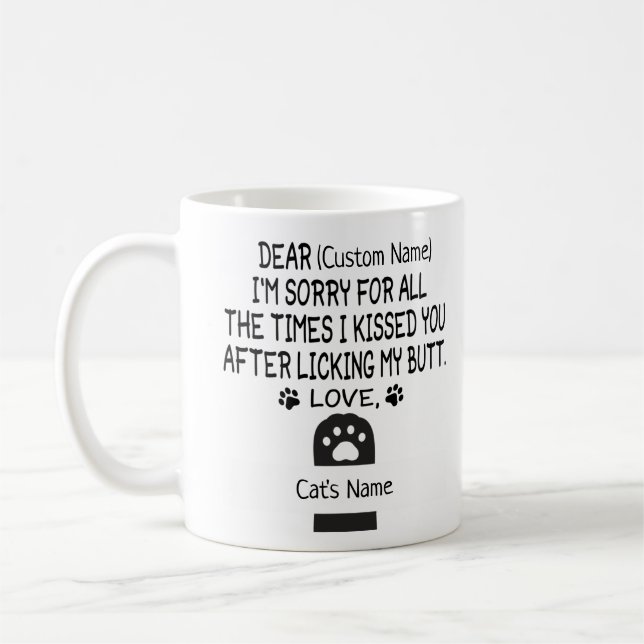 Sehr geehrter individuelle Name und Katze Kaffeetasse (Links)
