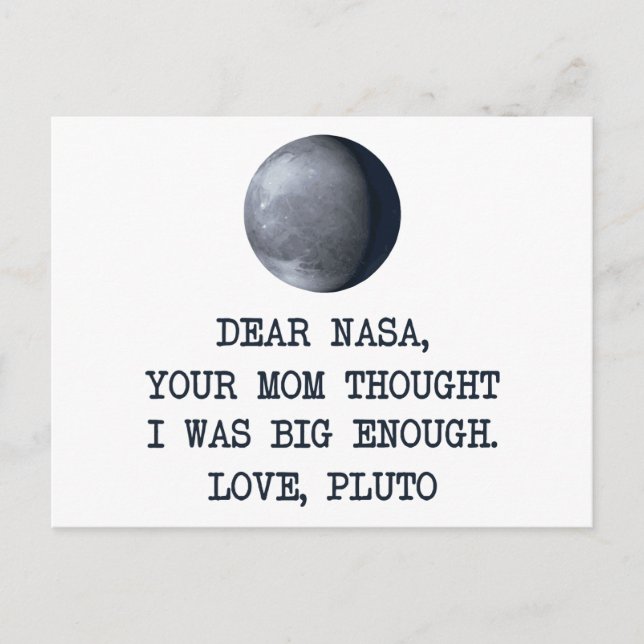 Sehr geehrter Nasa Liebe Pluto Postkarte (Vorderseite)