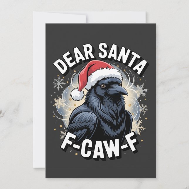 Sehr geehrter Santa F-caw-F Funny Christmas Raven Karte (Vorderseite)