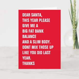 Sehr geehrter Santa Fat Bank Saldo Slim Body Feiertagskarte
