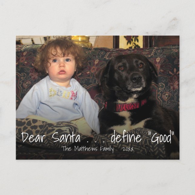 Sehr geehrter Santa | Funny Christmas Fun Fügen Si Postkarte (Vorderseite)