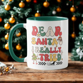 Sehr geehrter Santa I wirklich versucht Retro Funn Tasse