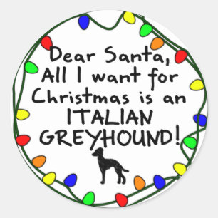 Sehr geehrter Santa Italian Greyhound Runder Aufkleber