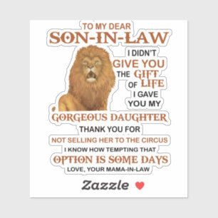 Sehr geehrter Schwiegersohn, ich habe dir nicht da Aufkleber