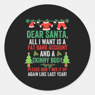 Sehr geehrter Weihnachtsmann, ich Wollte ein feine Runder Aufkleber