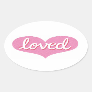 Sehr geliebt - rosa Liebe Herz - Ovaler Aufkleber