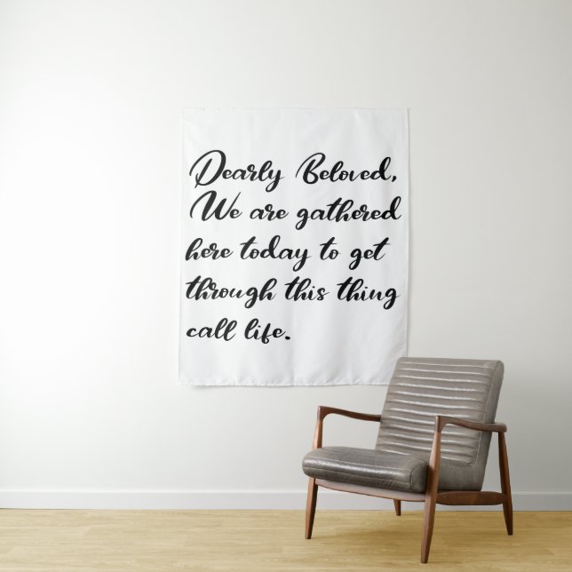 Sehr geliebte Rückwürfe, wir werden hier versammel Wandteppich (Beispiel)