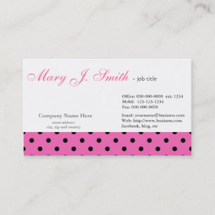 Sehr gepflegtes rosa Polka dockt grafisches Design Visitenkarte
