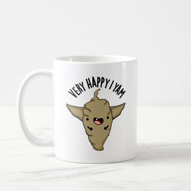 Sehr glücklich ich Yam Funny Veggie Pun Kaffeetasse (Links)