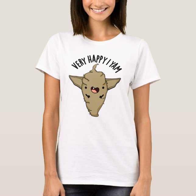 Sehr glücklich ich Yam Funny Veggie Pun T-Shirt (Vorderseite)