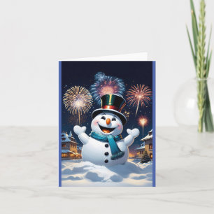 sehr glücklicher Schneemann am Neujahrstag Dankeskarte