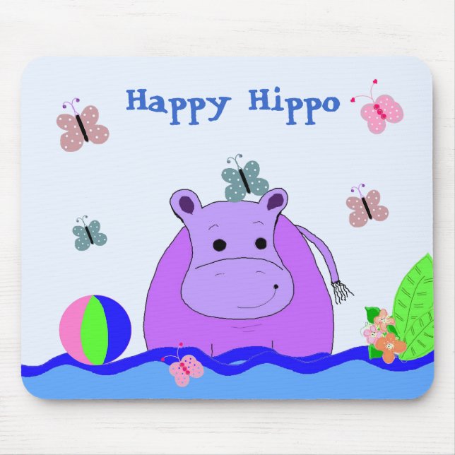 Sehr glückliches Nilpferd Mousepad (Vorne)