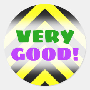 "SEHR GUT!" + Zickzack Schwarz-Gelb-Muster Runder Aufkleber