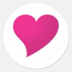Sehr heiß rosa Fuchsie Herz, Liebe, weiß Runder Aufkleber