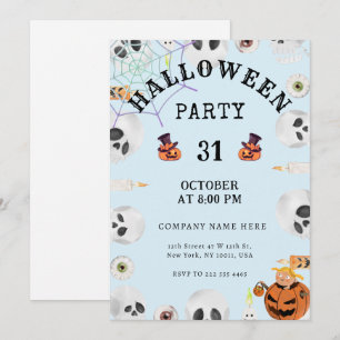 Sehr hellpastellblaues Halloween Business-Party Einladung