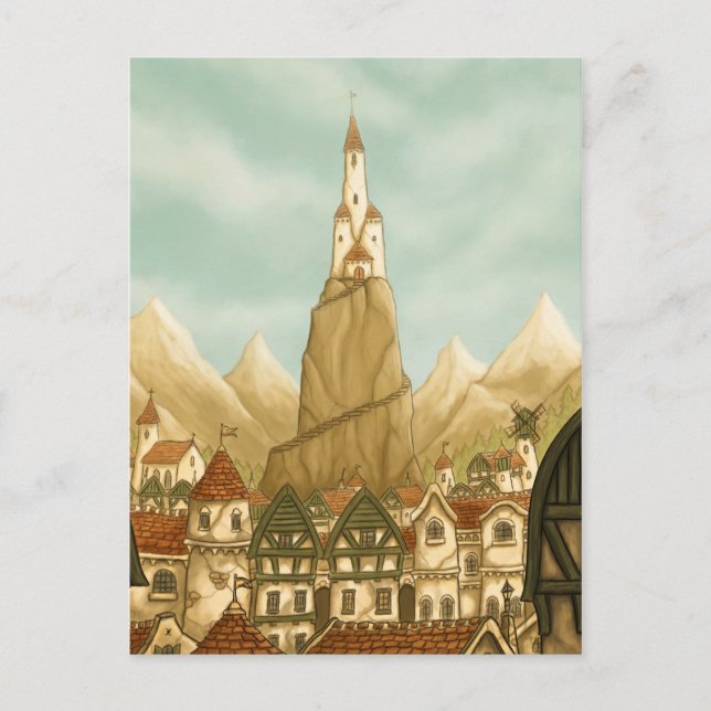 sehr hohe Fantasiekunstpostkarte Postkarte (Vorderseite)
