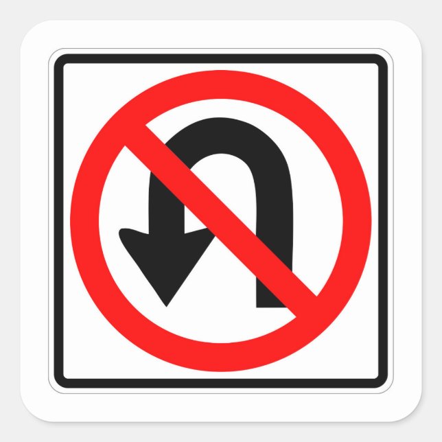 Sehr lustig Classic No U Turn Sign Sticker Set (Vorderseite)