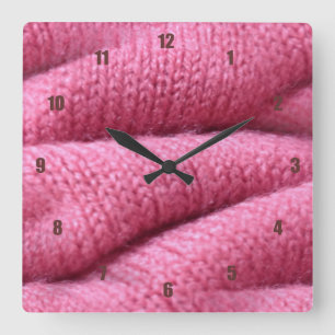 Sehr lustig und ungewöhnlich rosa Wolle Quadratische Wanduhr