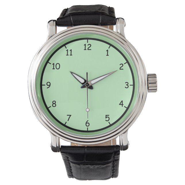 Sehr lustige und farbenfrohe grüne Armbanduhr (Vorderseite)