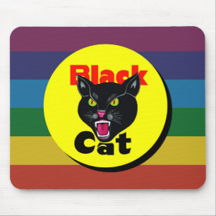 Sehr lustige und farbenfrohe schwarze Katze Mousepad