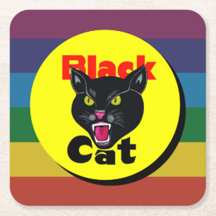 Sehr lustige und farbenfrohe schwarze Katze Rechteckiger Pappuntersetzer