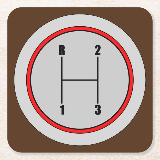 Sehr lustiges 3-Gang-Schaltknopf Grafik-Untersetze Rechteckiger Pappuntersetzer (Vorderseite)