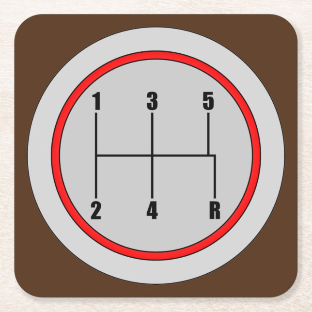 Sehr lustiges 5-Gang-Schaltknopf Grafik-Untersetze Rechteckiger Pappuntersetzer (Vorderseite)