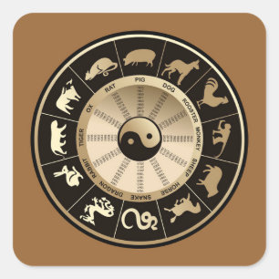 Sehr lustiges chinesisches Horoskop-Sticker-Set Quadratischer Aufkleber