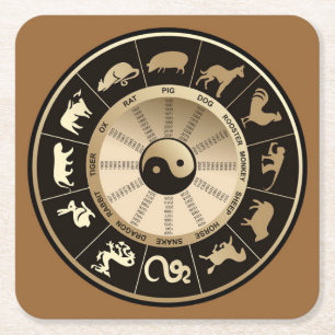 Sehr lustiges chinesisches Horoskop-Untersetzer-Se Rechteckiger Pappuntersetzer