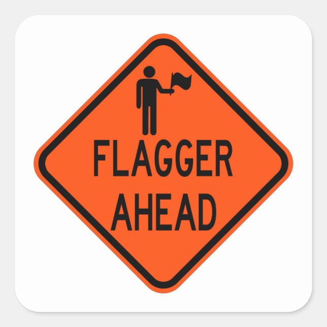 Sehr lustiges klassisches Flagger-vorn-Zeichen-Set Quadratischer Aufkleber (Vorderseite)
