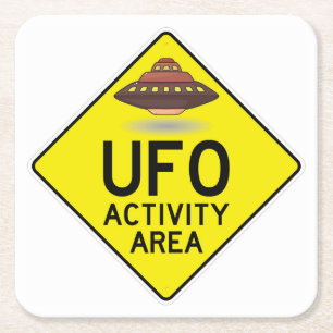 Sehr lustiges UFO-Aktivitätsbereich Signieren Unte Rechteckiger Pappuntersetzer
