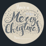 SEHR MERRY CHRISTMAS Rustic Holiday Kraft Gefallen Runder Aufkleber<br><div class="desc">Anpassen mit oder ohne Text.</div>