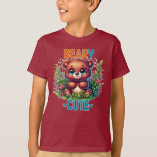 Sehr Niedlich. Teddy Bär Cartoon lächelnd. Lustige T-Shirt