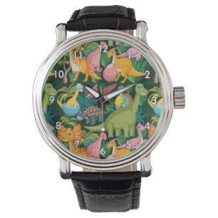 Sehr Niedlich und farbenfroh, prähistorische Dinos Armbanduhr