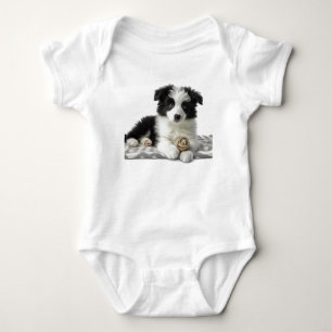 Sehr Niedlicher Adorable Border Collie Puppy Hund Baby Strampler
