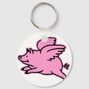 Sehr niedliches Fliegen-Rosa-Schwein Schlüsselanhänger