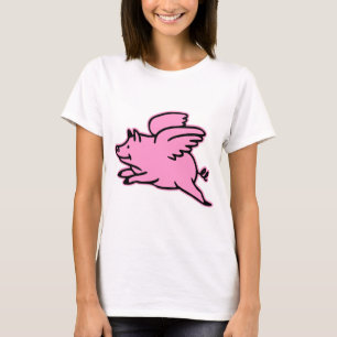 Sehr niedliches Fliegen-Rosa-Schwein T-Shirt
