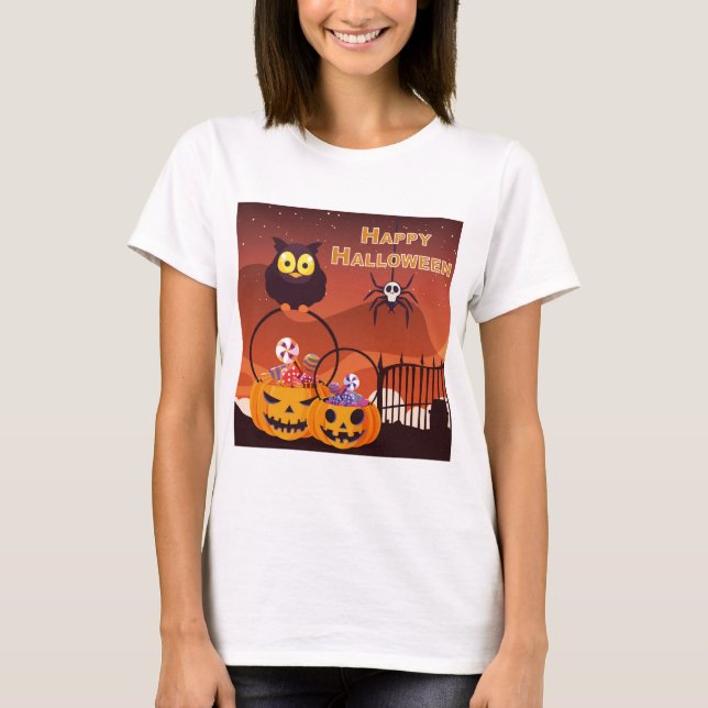 Sehr Niedliches Halloween-Design T-Shirt (Vorderseite)