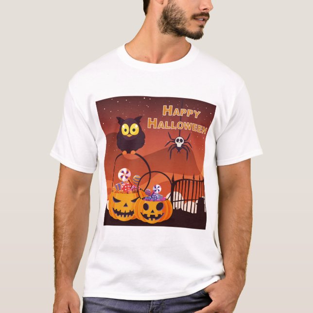 Sehr Niedliches Halloween-Design T-Shirt (Vorderseite)