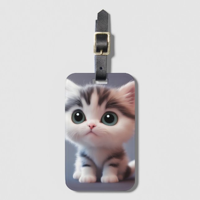 Sehr niedliches Kätzchen Gepäckanhänger (Vorderseite Vertikal)