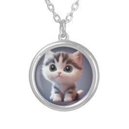 Sehr niedliches Kätzchen Versilberte Kette