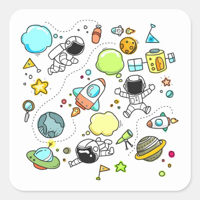 Sehr Niedliches Kinderspieldoodle Quadratischer Aufkleber (Vorderseite)