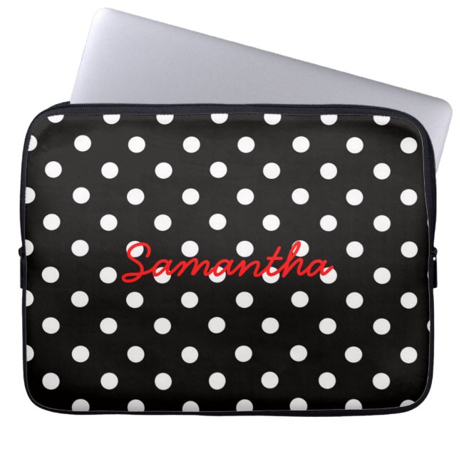 Sehr Niedliches Schwarz-weißes Polka Dot Muster Mo Laptopschutzhülle (Vorderseite)