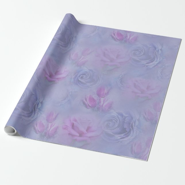 Sehr peri Aquarell, Rose, Tulpen Geschenkpapier (Ungerollt)