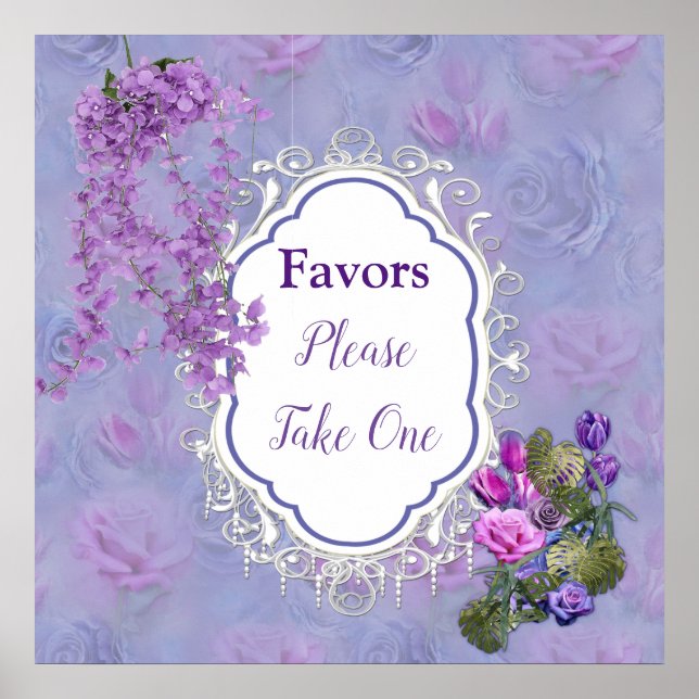 Sehr peri Aquarell, Rose, Tulpen Poster (Vorne)