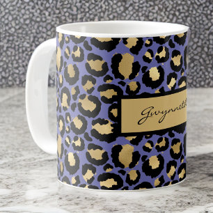 Sehr Peri Lila Black Mit Monogramm Leopard Print Kaffeetasse