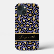 Sehr Peri Lila Black Monogram Leopard Print