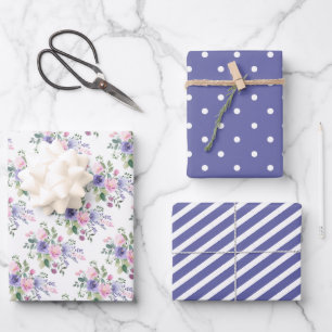 Sehr peri Lila Rosa Blumenhochzeit Geschenkpapier Set