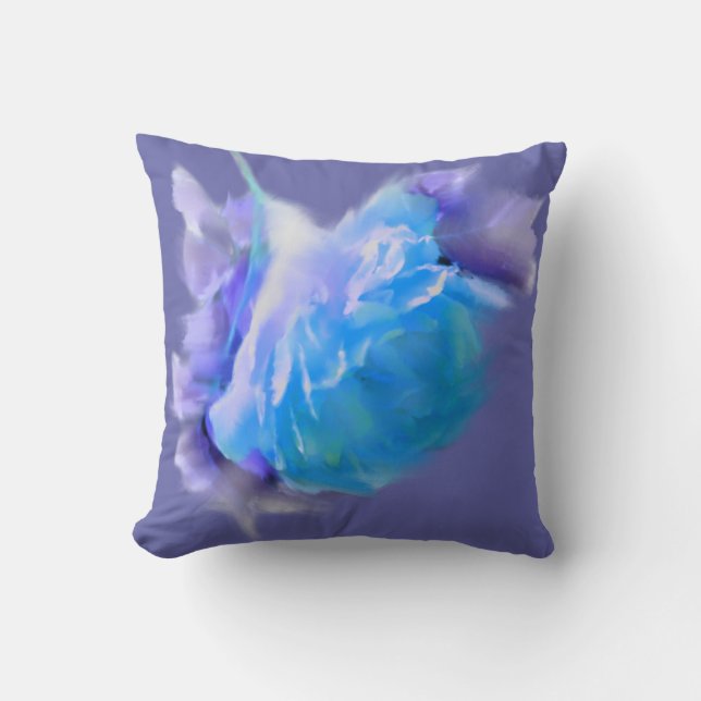 Sehr Peri Solid Color | Aquarellblaue Rose Kissen (Vorderseite)