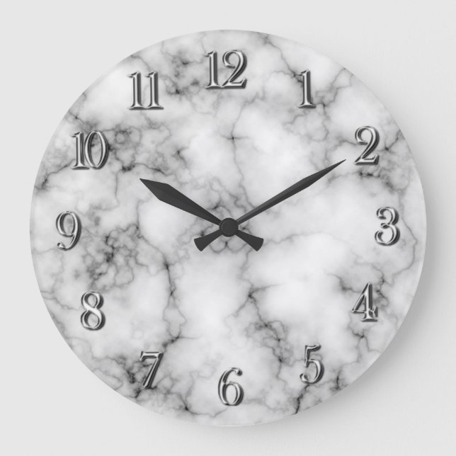 Sehr realistisches Muster aus weißem Marmor Große Wanduhr (Vorderseite)